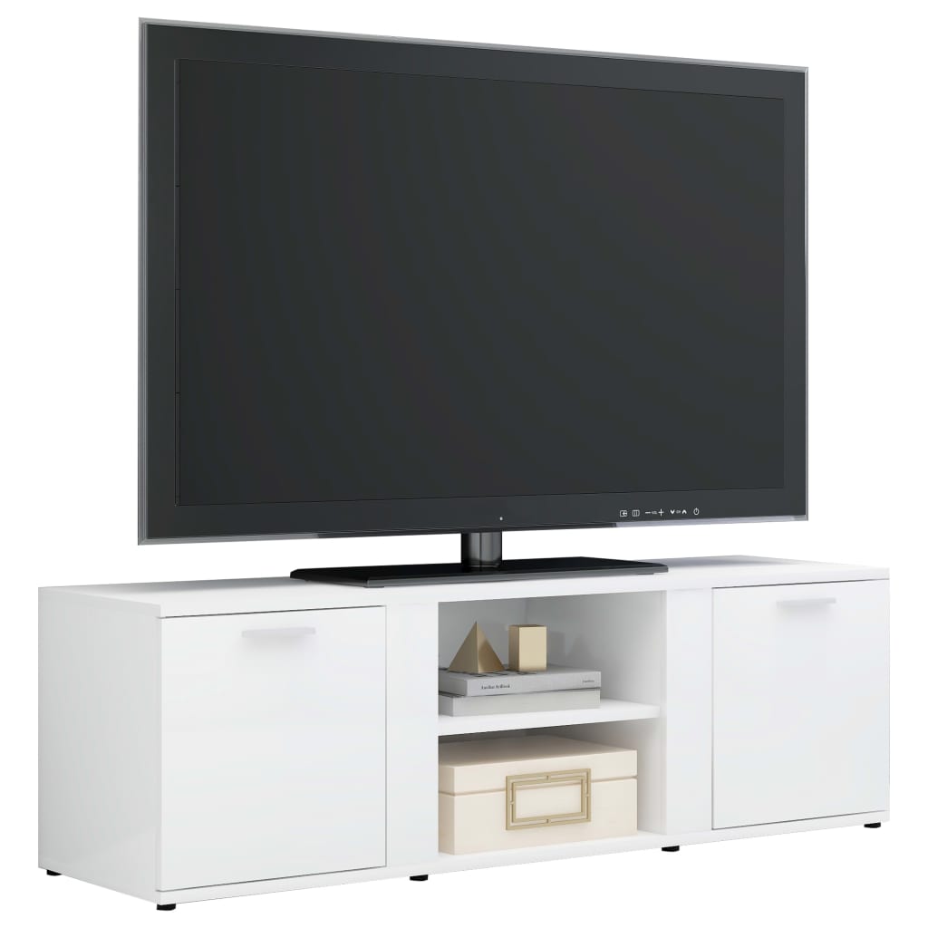 Modern Wooden TV Tele Stand Media Unit Cabinet With 2 Doors & Storage Shelf