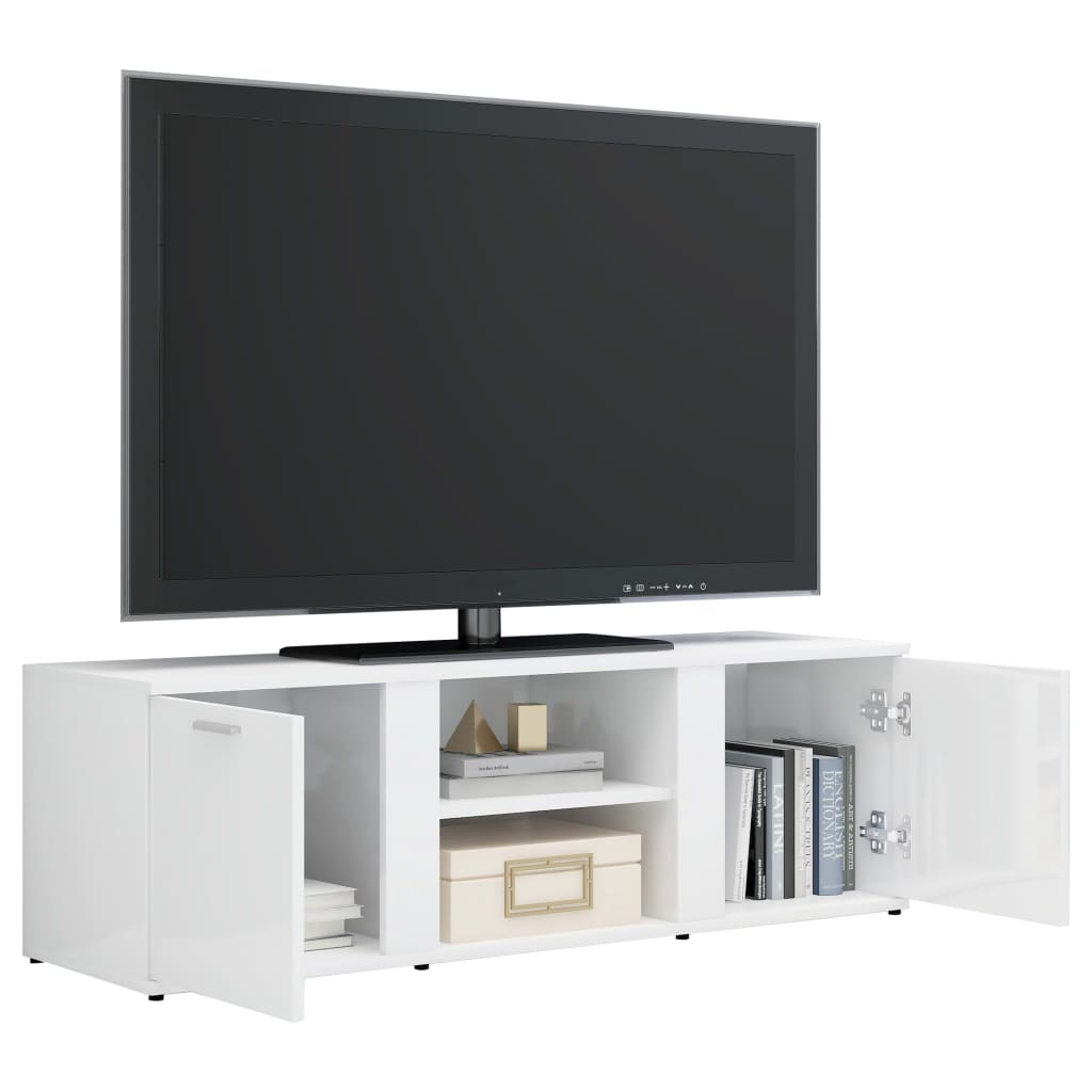 Modern Wooden TV Tele Stand Media Unit Cabinet With 2 Doors & Storage Shelf