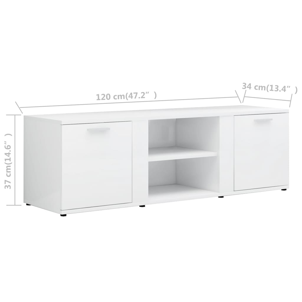 Modern Wooden TV Tele Stand Media Unit Cabinet With 2 Doors & Storage Shelf