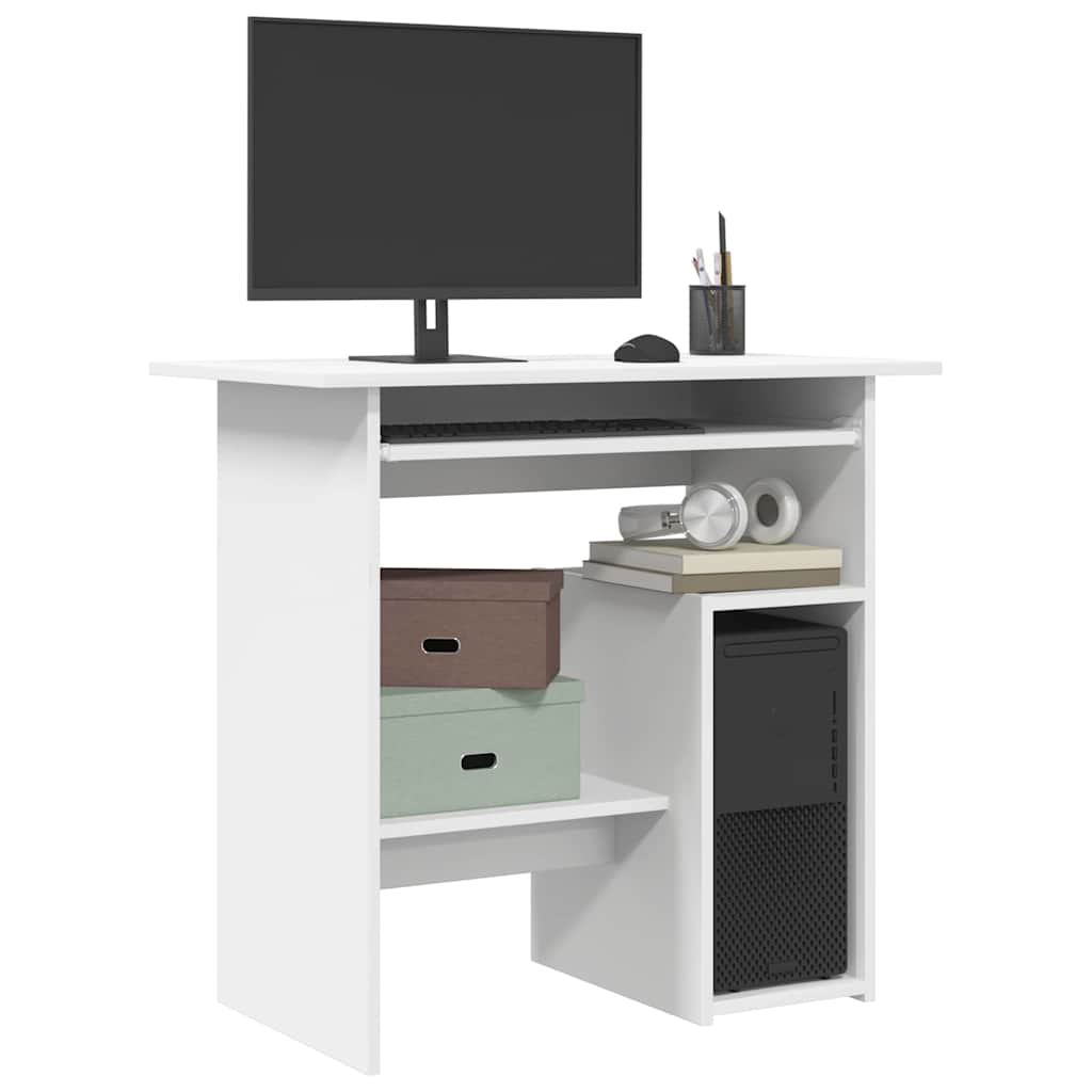 Modern Wooden Home Office Computer Desk Table With Keyboard Tray Storage