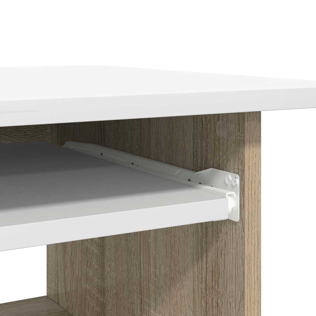 Modern Wooden Home Office Computer Desk Table With Keyboard Tray Storage