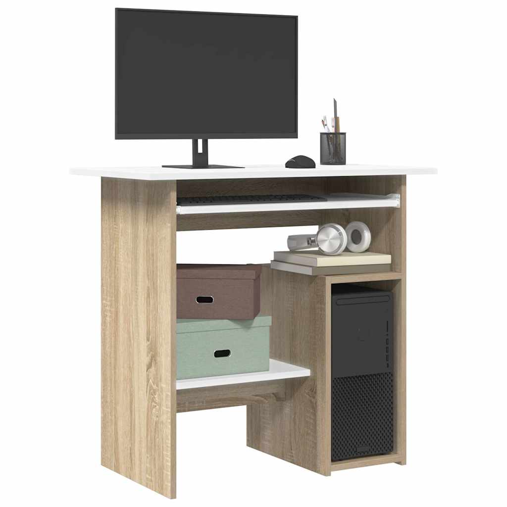 Modern Wooden Home Office Computer Desk Table With Keyboard Tray Storage