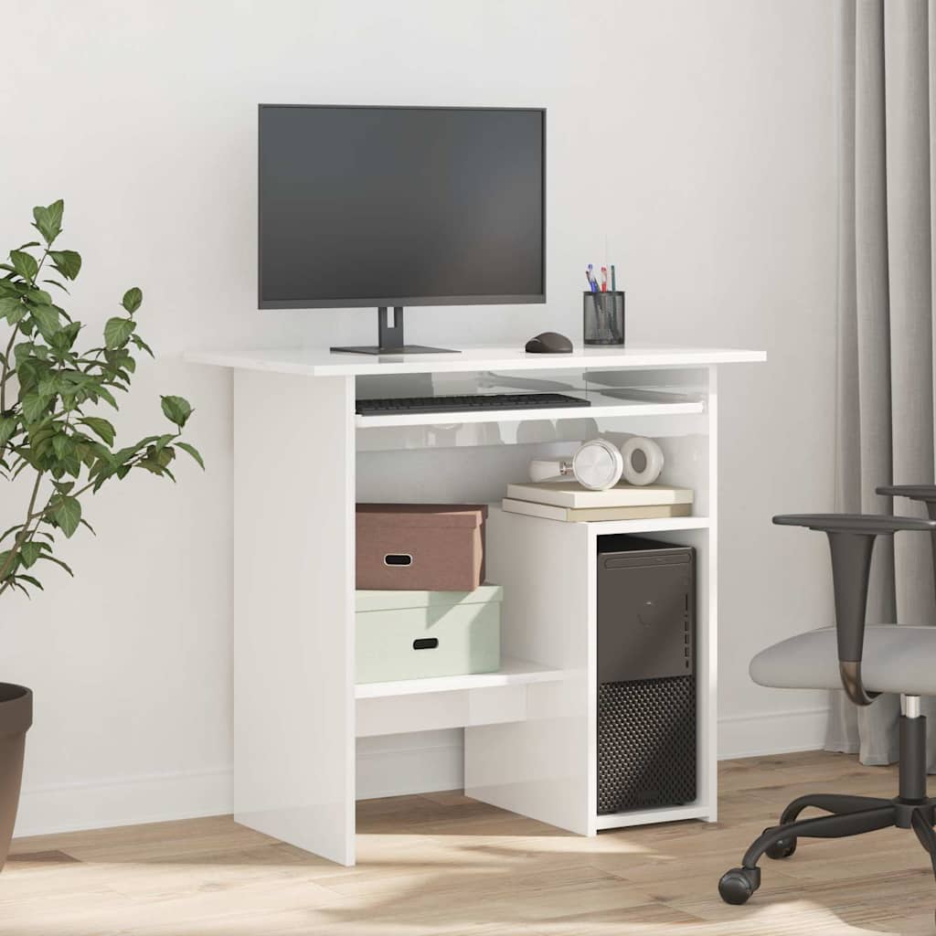 Modern Wooden Home Office Computer Desk Table With Keyboard Tray Storage