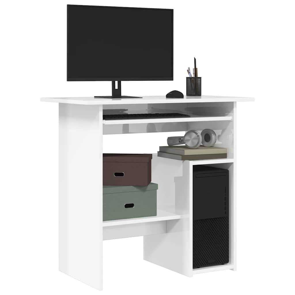 Modern Wooden Home Office Computer Desk Table With Keyboard Tray Storage