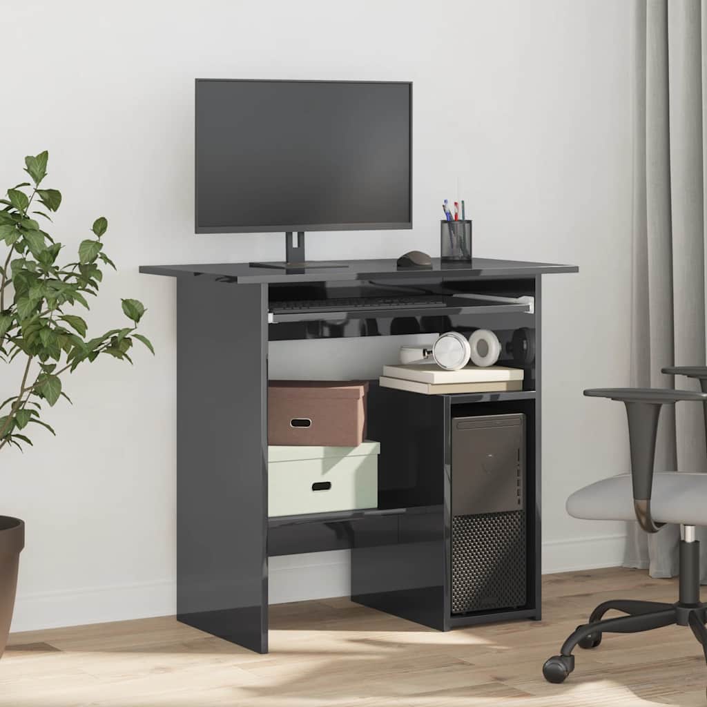 Modern Wooden Home Office Computer Desk Table With Keyboard Tray Storage