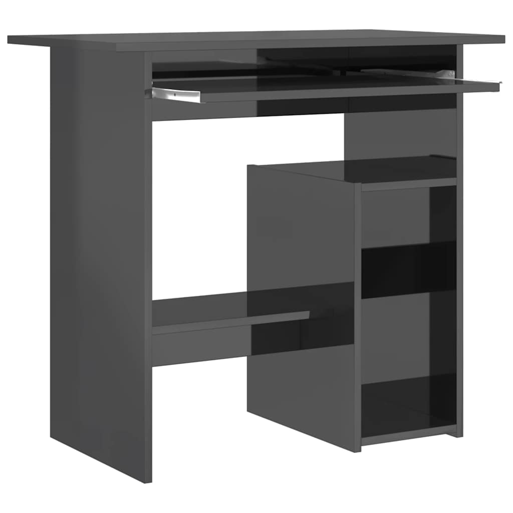 Desk High Gloss Grey 80x45x74 cm Engineered Wood
