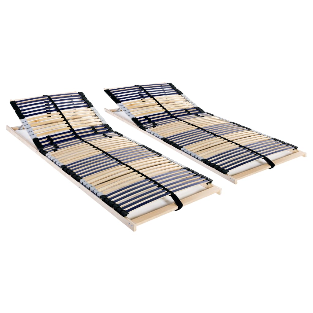 Slatted Bed Bases without Mattress 2 pcs with 42 Slats 70x200 cm