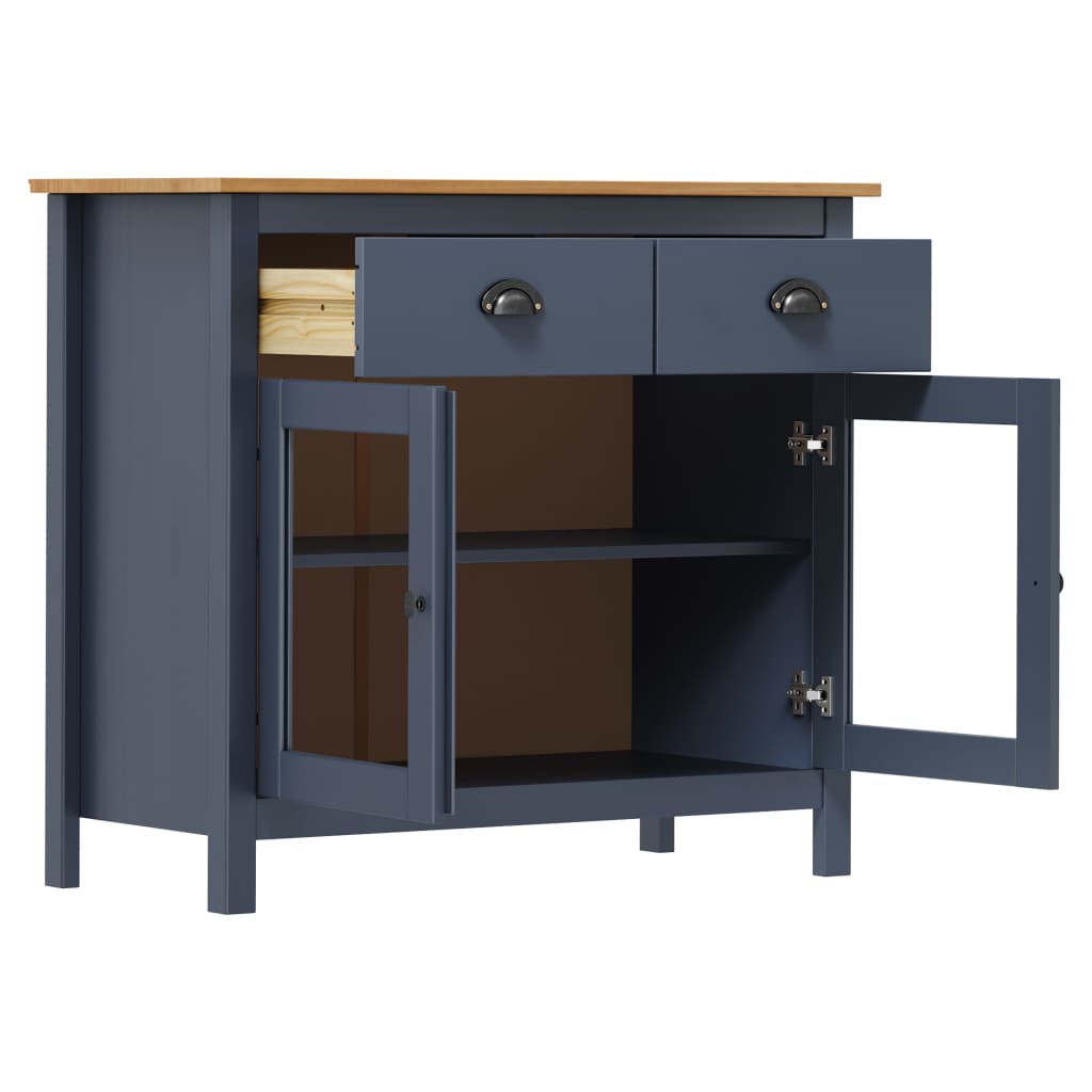 Sideboard Hill Grey 90x40x80 cm Solid Pine Wood