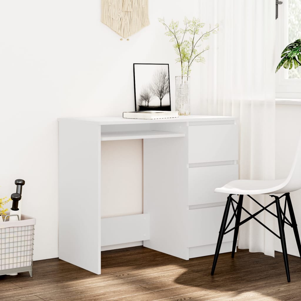 Modern Wooden Home Office Computer Desk Table With 3 Storage Drawers