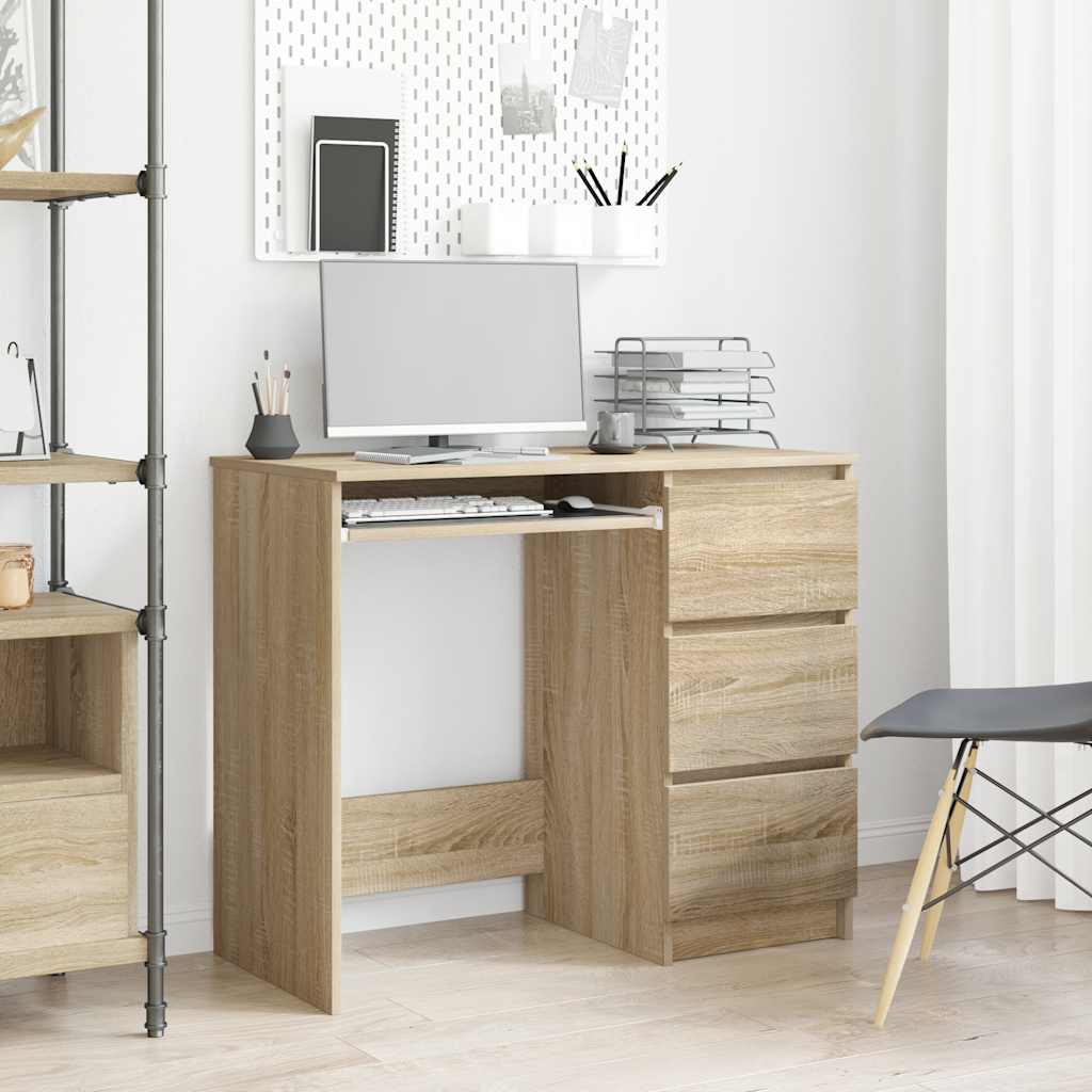 Modern Wooden Home Office Computer Desk Table With 3 Storage Drawers