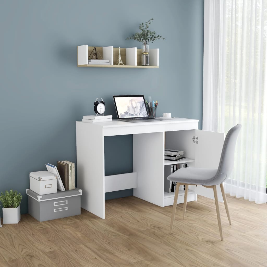 Modern Wooden Home Office Computer Desk Table With Storage Cupboard Wood