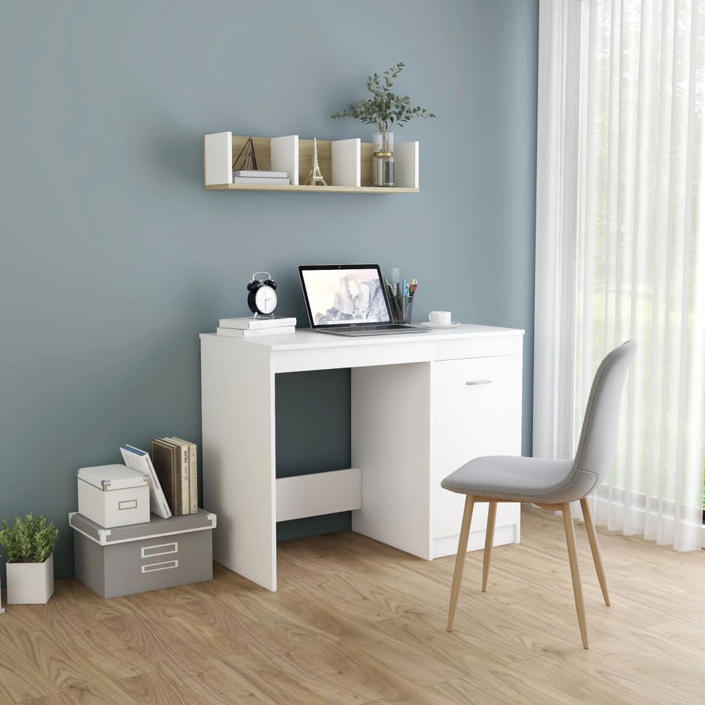 Modern Wooden Home Office Computer Desk Table With Storage Cupboard Wood