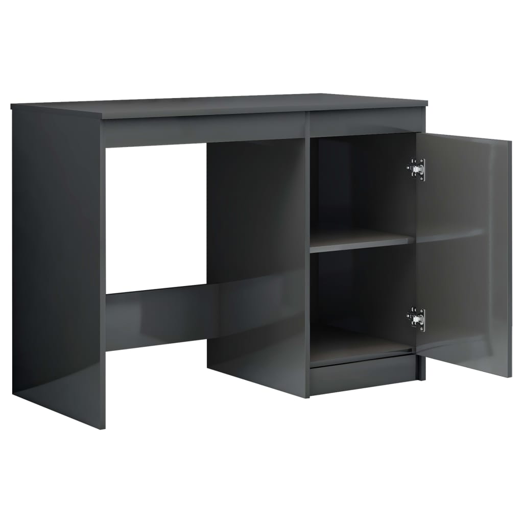 Desk High Gloss Grey 100x50x76 cm Engineered Wood