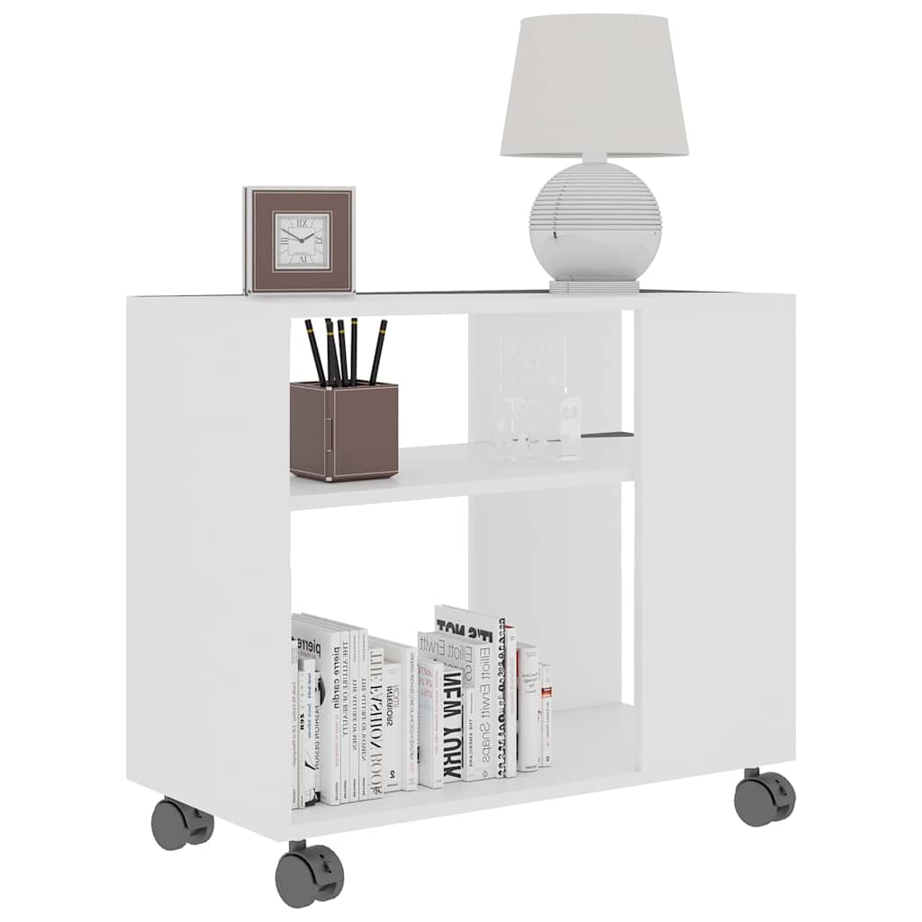 Side Table White 70x35x55 cm Engineered Wood