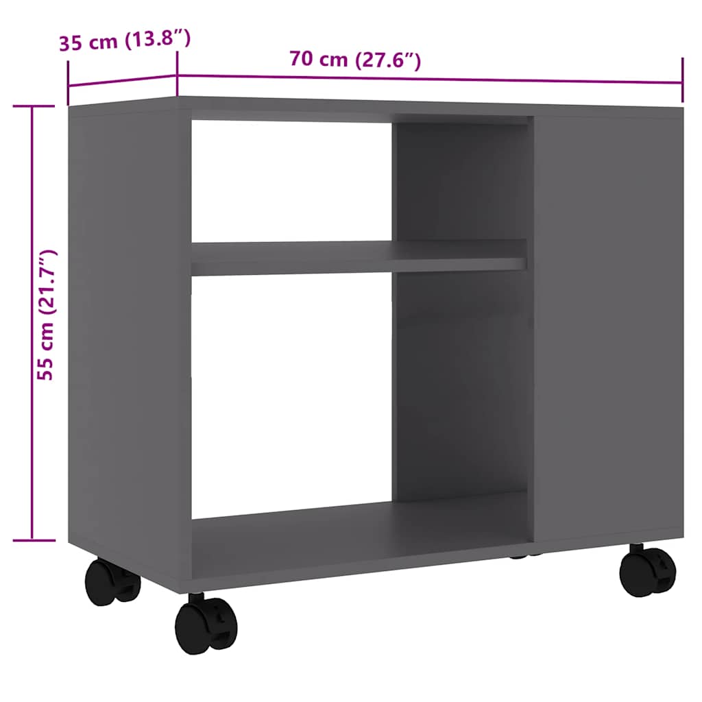 Side Table Grey 70x35x55 cm Engineered Wood