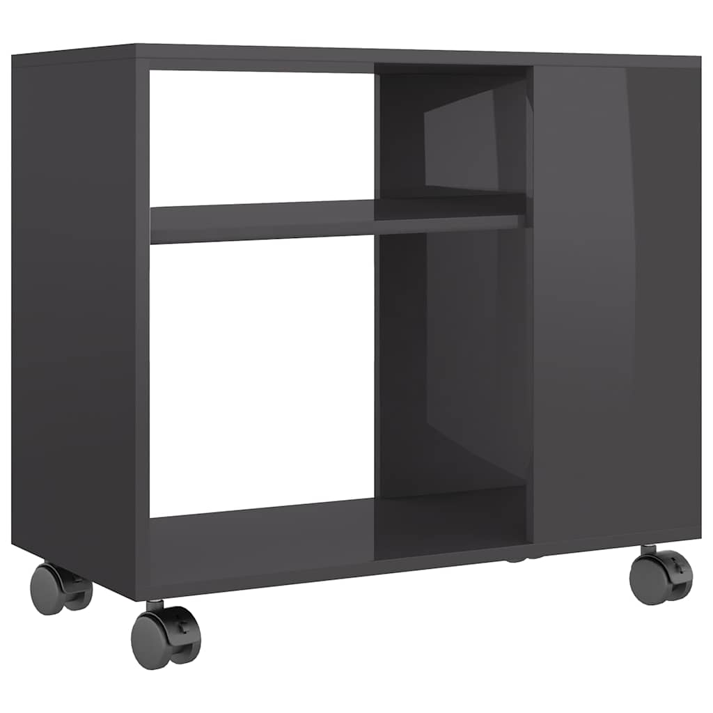 Side Table High Gloss Grey 70x35x55 cm Engineered Wood