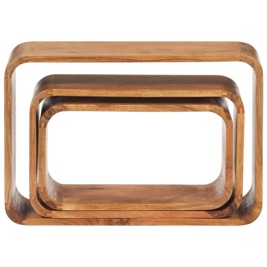 Side Tables 3 pcs Solid Acacia Wood Honey Finish