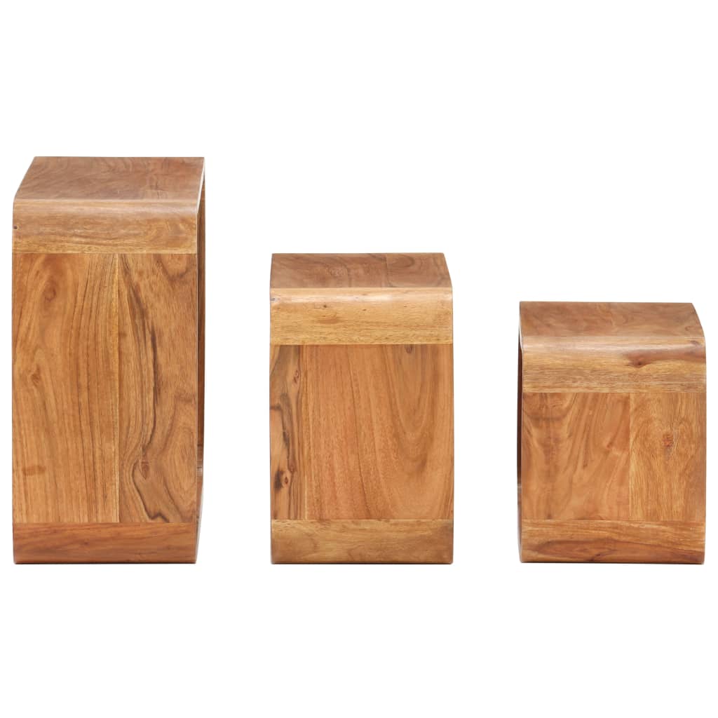 Side Tables 3 pcs Solid Acacia Wood Honey Finish