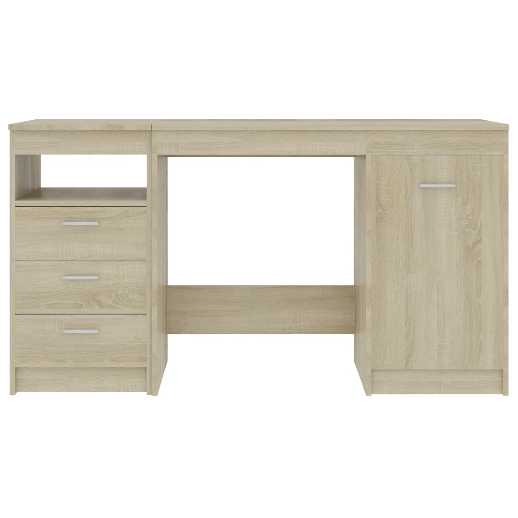 Modern Wooden Large Home Office Computer Writing Desk With 3 Drawers Cupboard