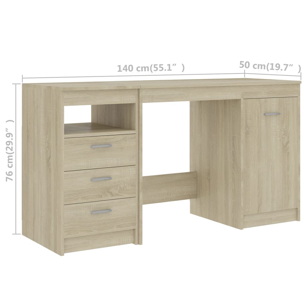 Modern Wooden Large Home Office Computer Writing Desk With 3 Drawers Cupboard