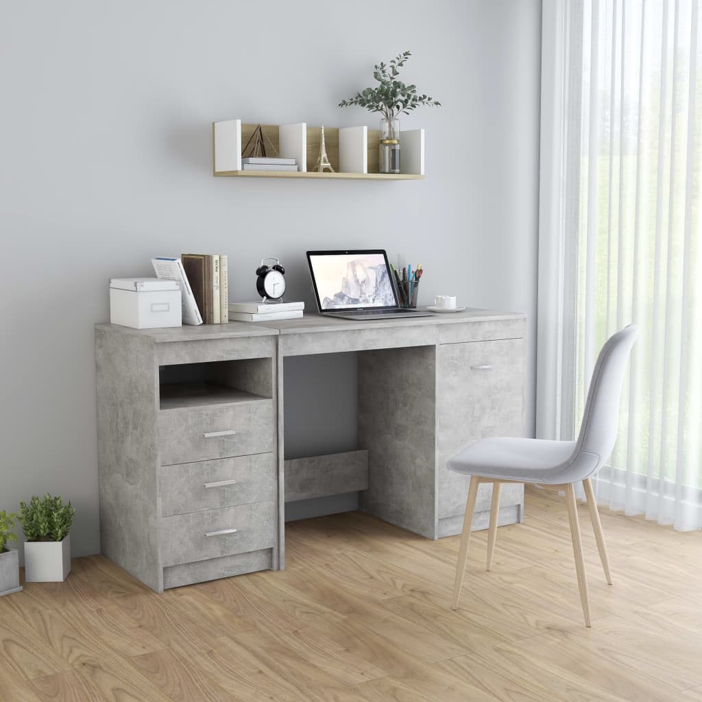 Modern Wooden Large Home Office Computer Writing Desk With 3 Drawers Cupboard