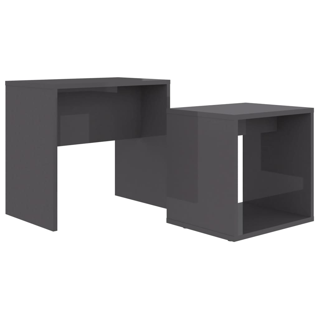 Coffee Table Set High Gloss Grey 48x30x45 cm Engineered Wood