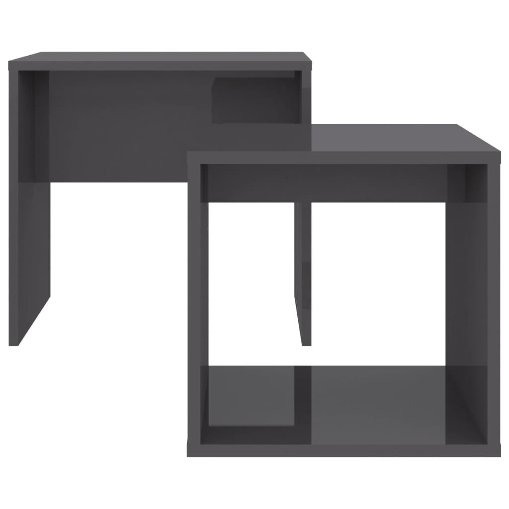 Coffee Table Set High Gloss Grey 48x30x45 cm Engineered Wood