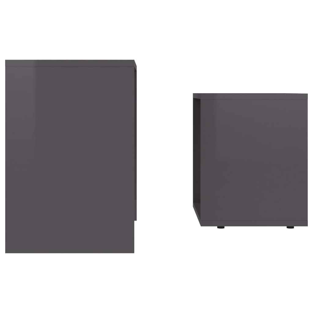 Coffee Table Set High Gloss Grey 48x30x45 cm Engineered Wood