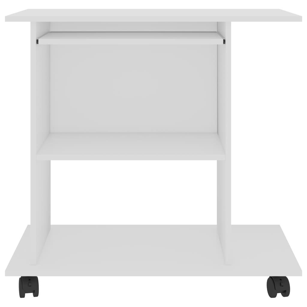 Modern Wooden Home Office Writing Computer Desk With Wheels & Keyboard Train