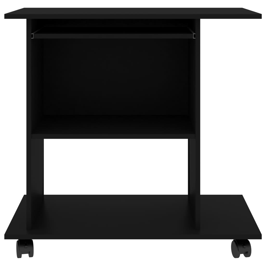 Modern Wooden Home Office Writing Computer Desk With Wheels & Keyboard Train