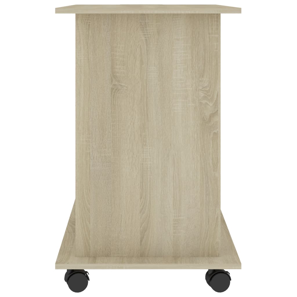 Modern Wooden Home Office Writing Computer Desk With Wheels & Keyboard Train