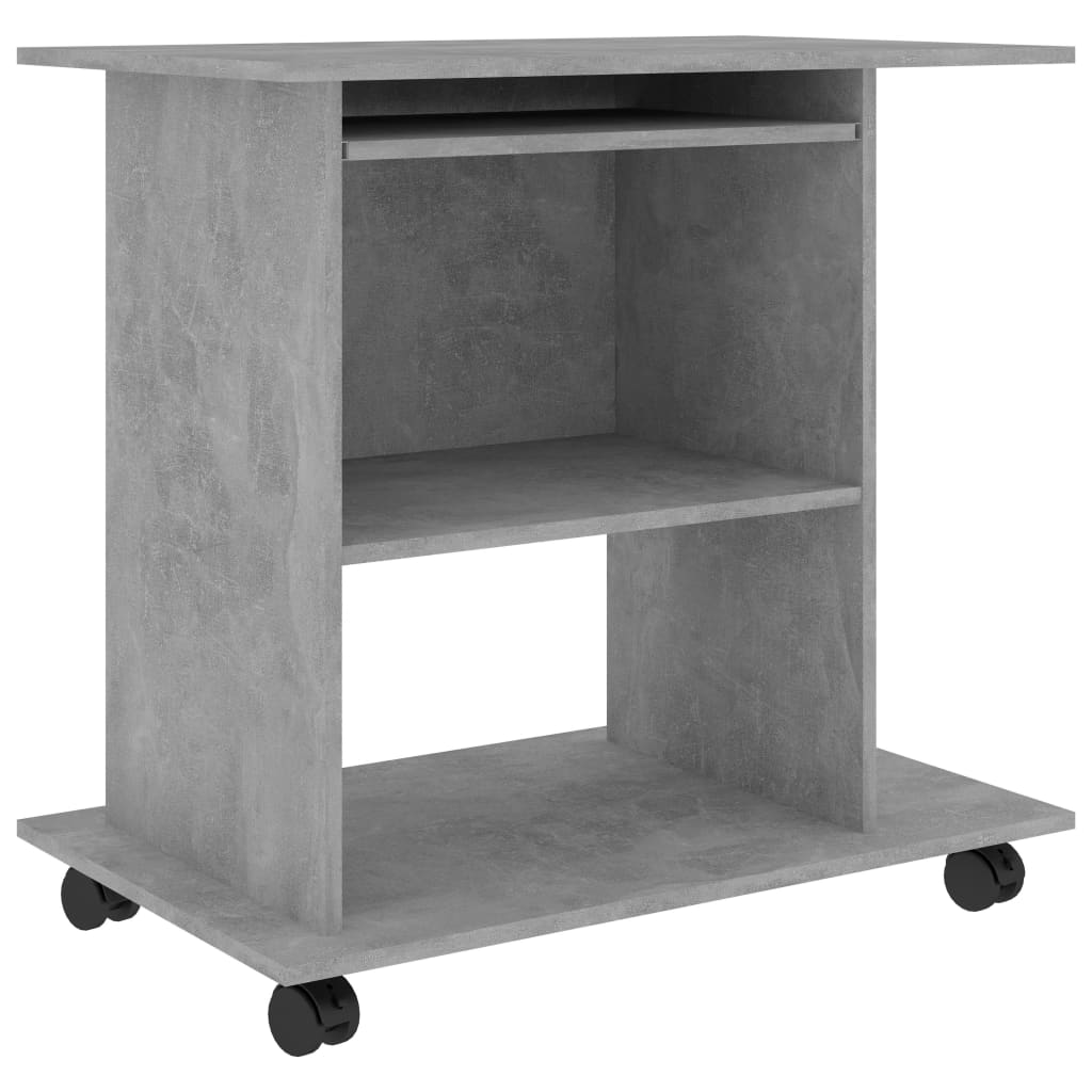 Modern Wooden Home Office Writing Computer Desk With Wheels & Keyboard Train
