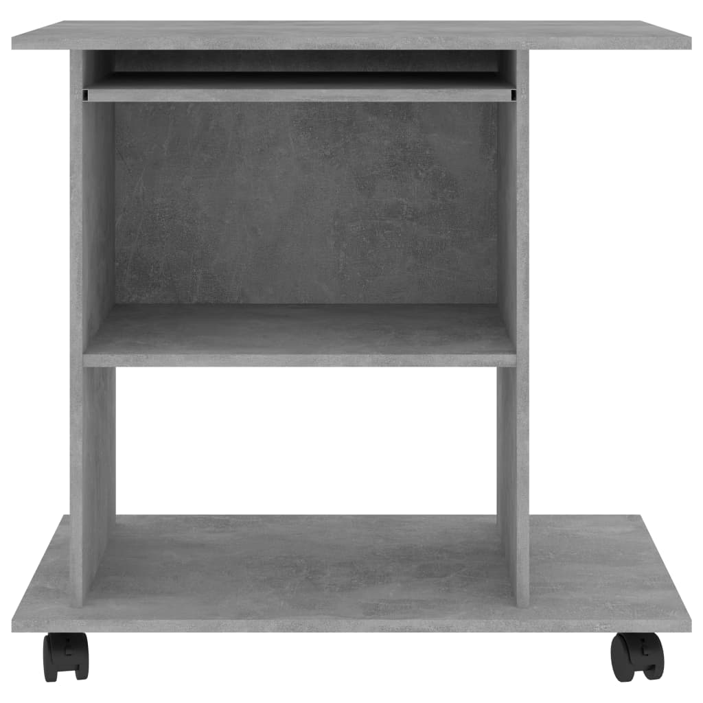 Modern Wooden Home Office Writing Computer Desk With Wheels & Keyboard Train