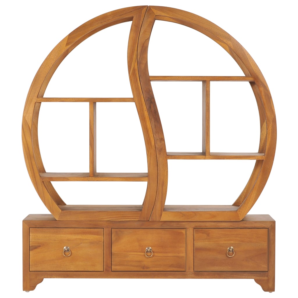 Cabinet with Yin Yang Shelf 100x26x112 cm Solid Teak Wood
