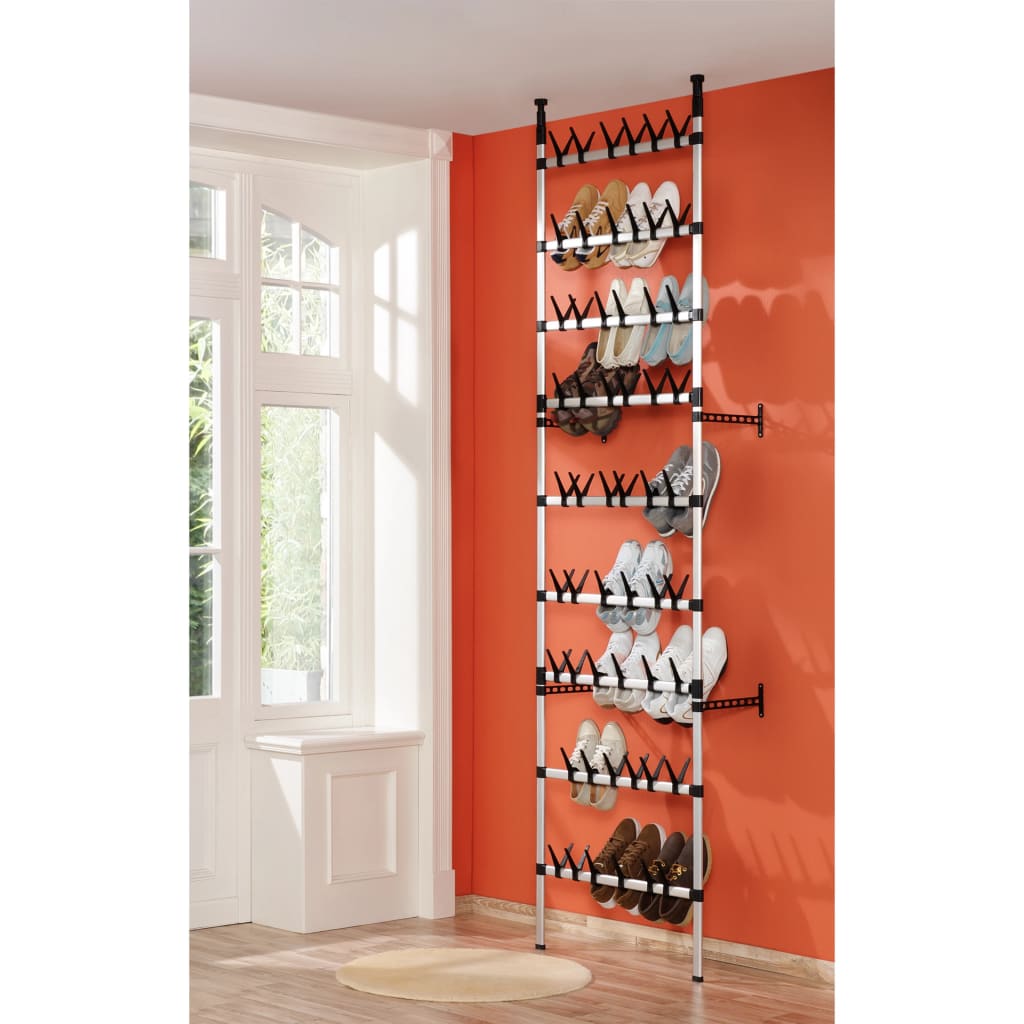 Telescopic Shoe Rack with Rods Aluminium