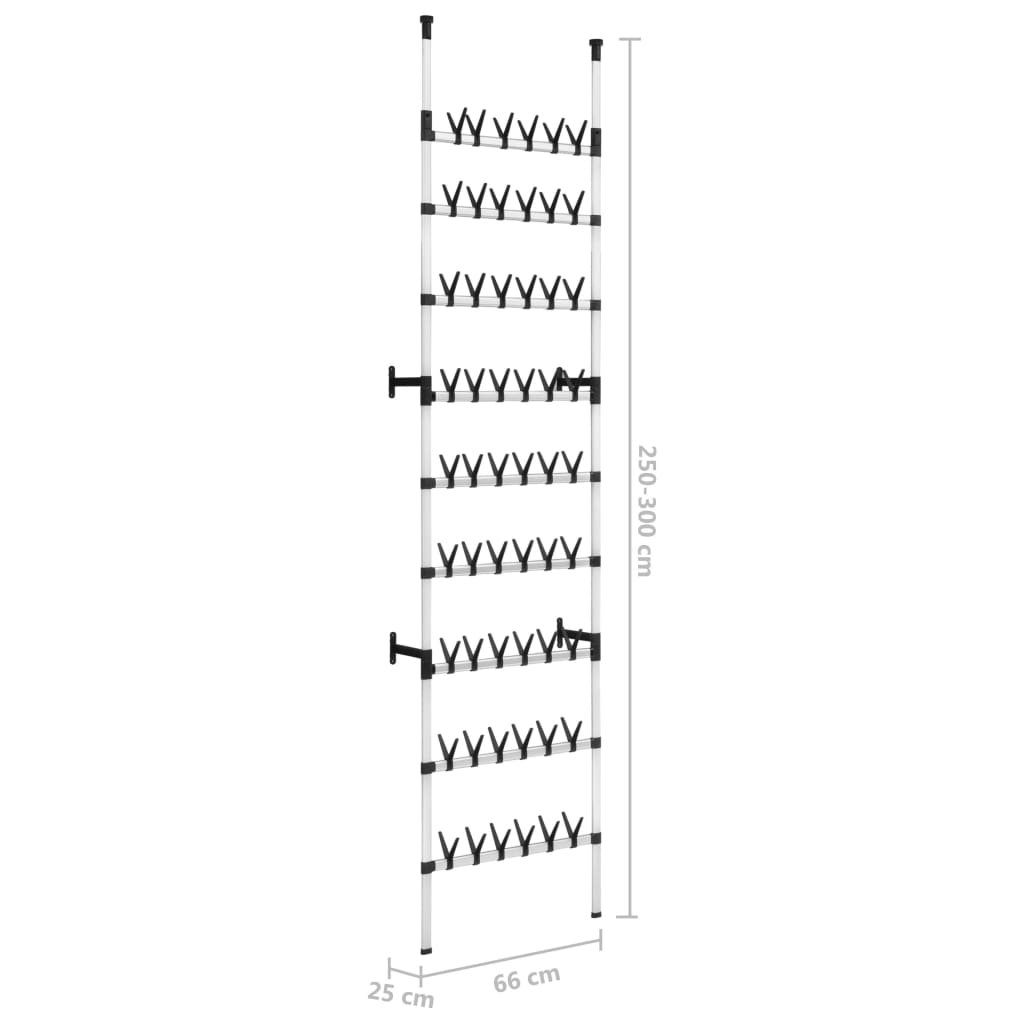 Telescopic Shoe Rack with Rods Aluminium