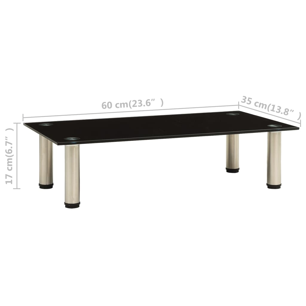 TV Stand Black 60x35x17 cm Tempered Glass