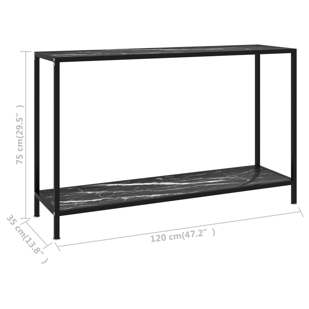 Console Table Black 120x35x75 cm Tempered Glass