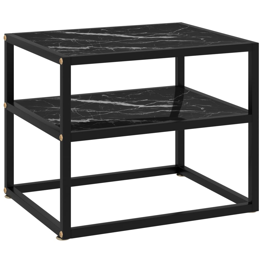 Console Table Black 50x40x40 cm Tempered Glass