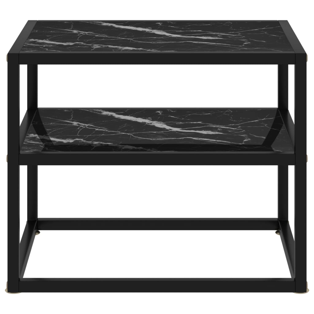 Console Table Black 50x40x40 cm Tempered Glass