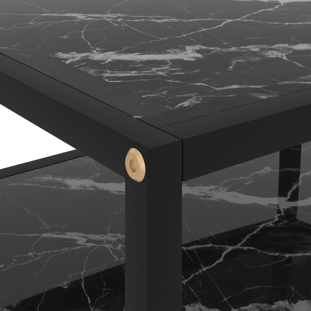 Console Table Black 50x40x40 cm Tempered Glass