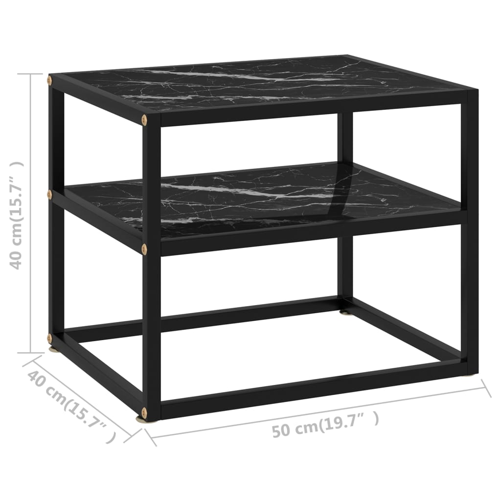 Console Table Black 50x40x40 cm Tempered Glass