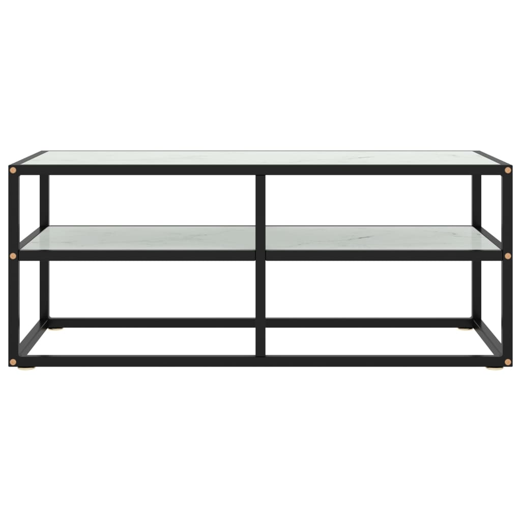 TV Cabinet Black with White Marble Glass 100x40x40 cm