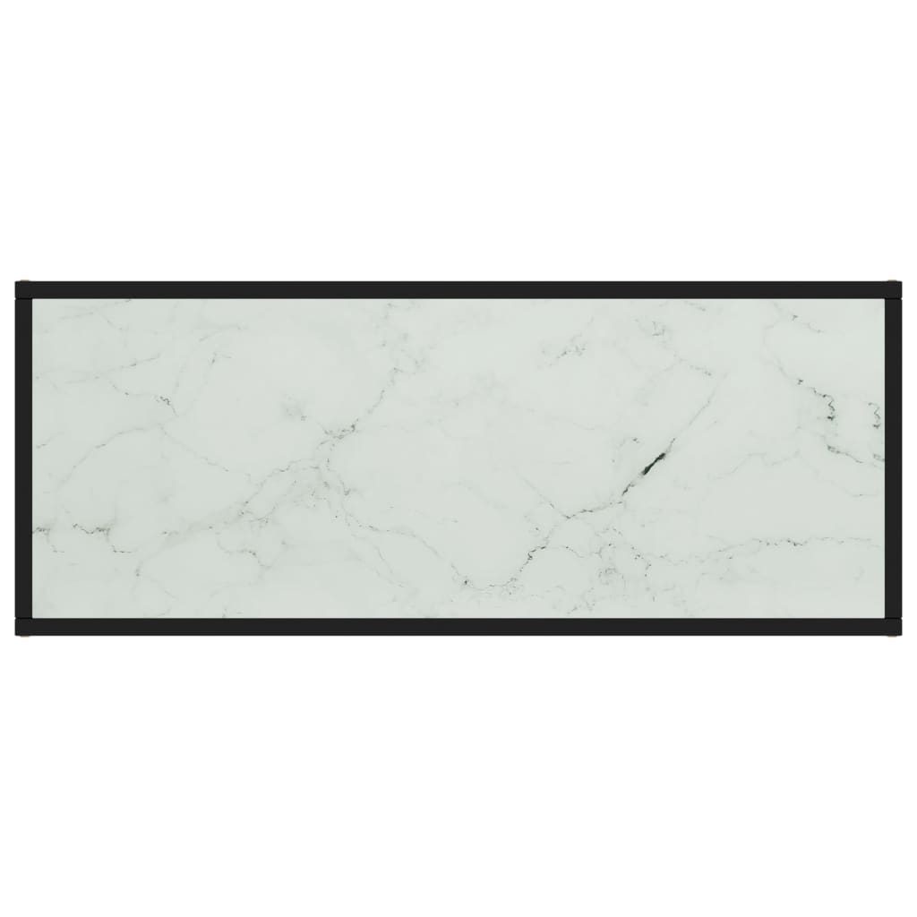 TV Cabinet Black with White Marble Glass 100x40x40 cm