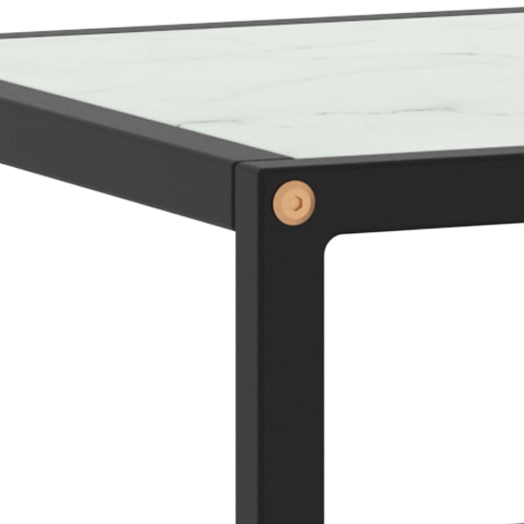 TV Cabinet Black with White Marble Glass 100x40x40 cm