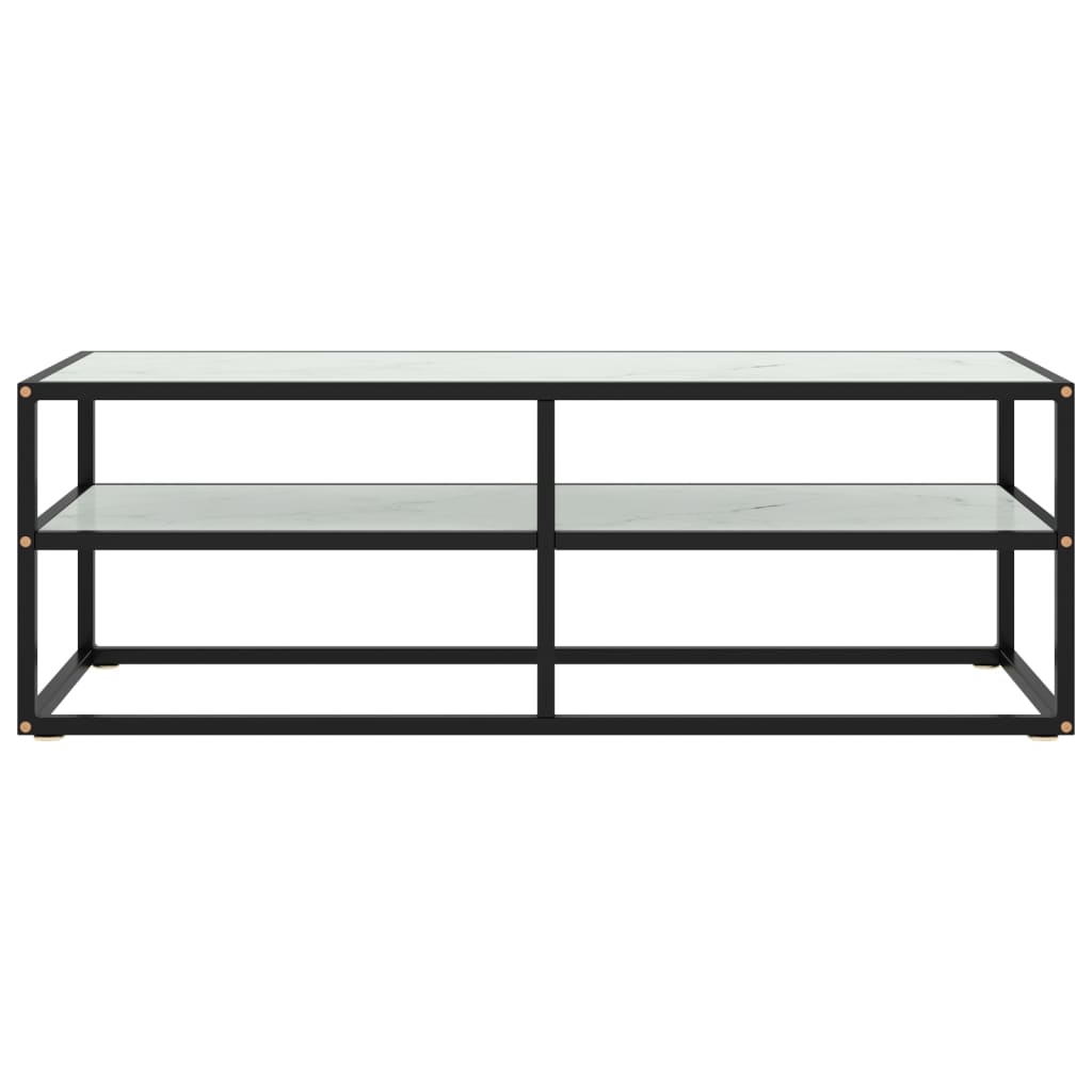 TV Cabinet Black with White Marble Glass 120x40x40 cm