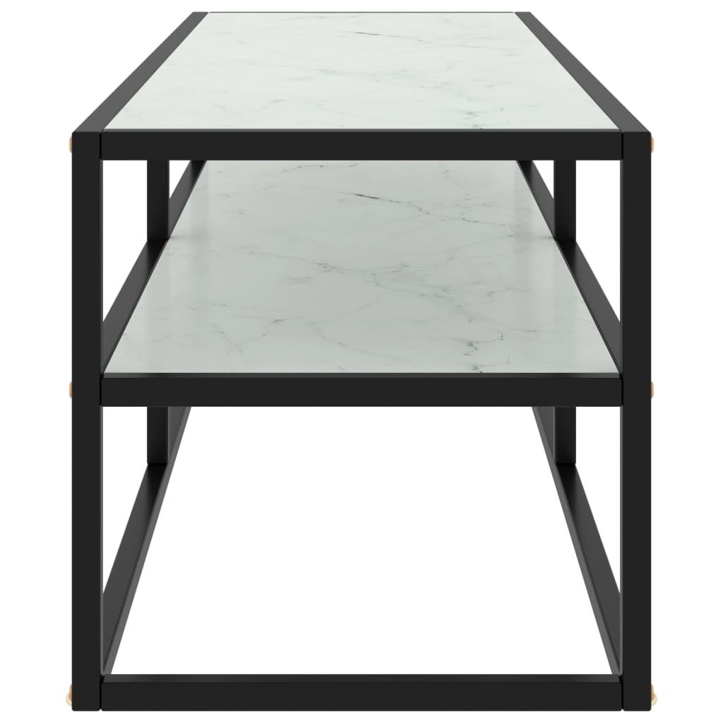 TV Cabinet Black with White Marble Glass 120x40x40 cm