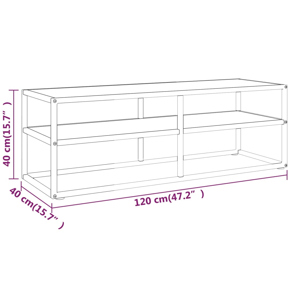 TV Cabinet Black with White Marble Glass 120x40x40 cm