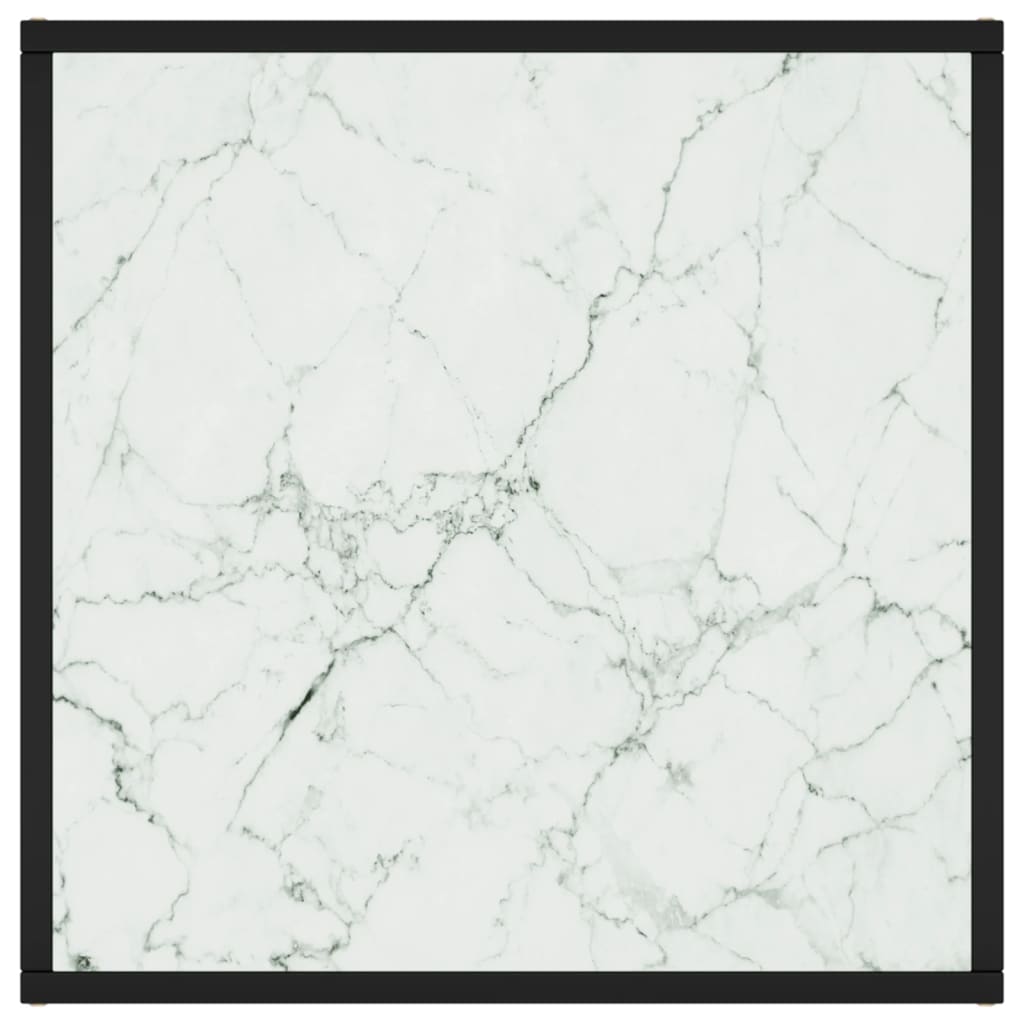 Coffee Table Black with White Marble Glass 60x60x35 cm