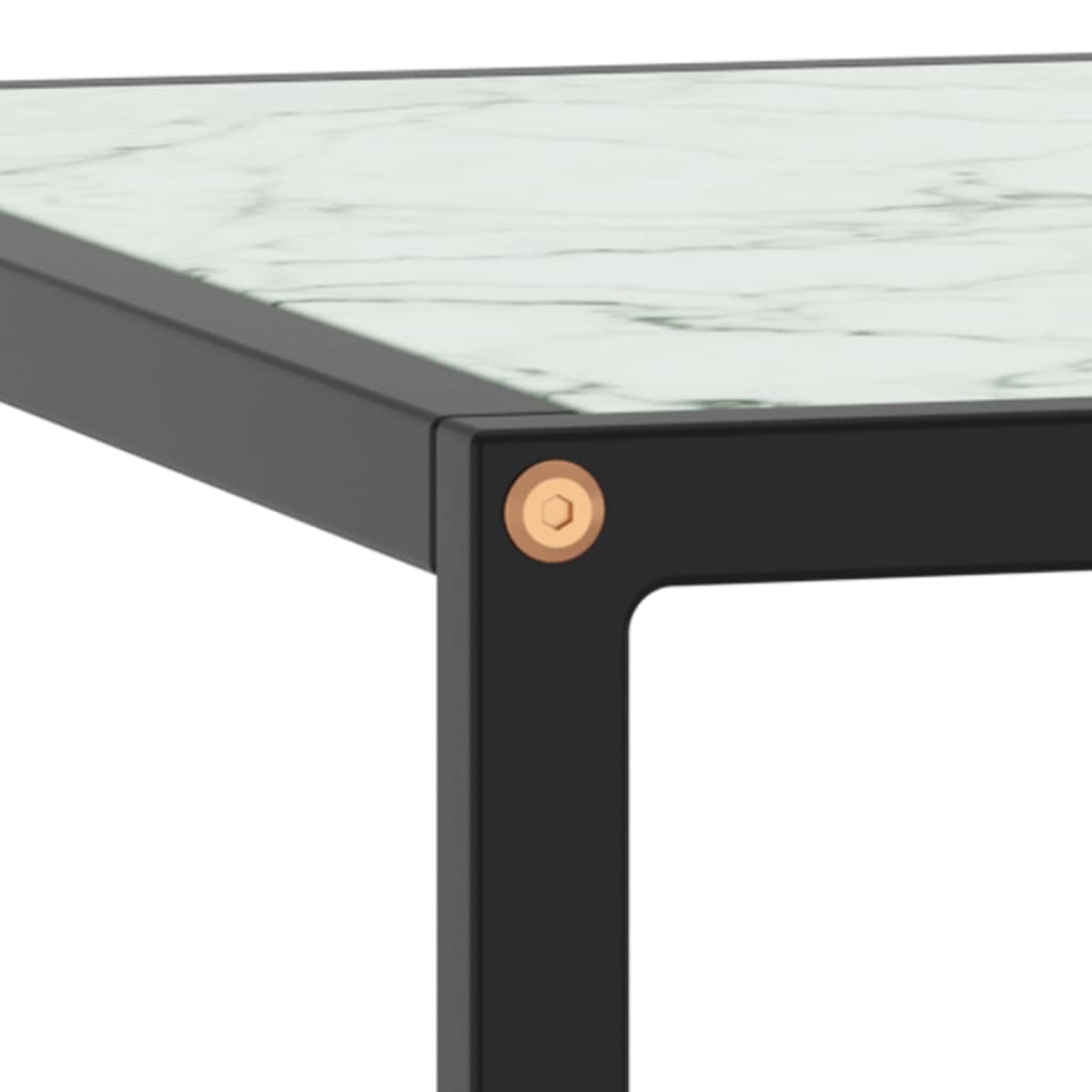Coffee Table Black with White Marble Glass 60x60x35 cm